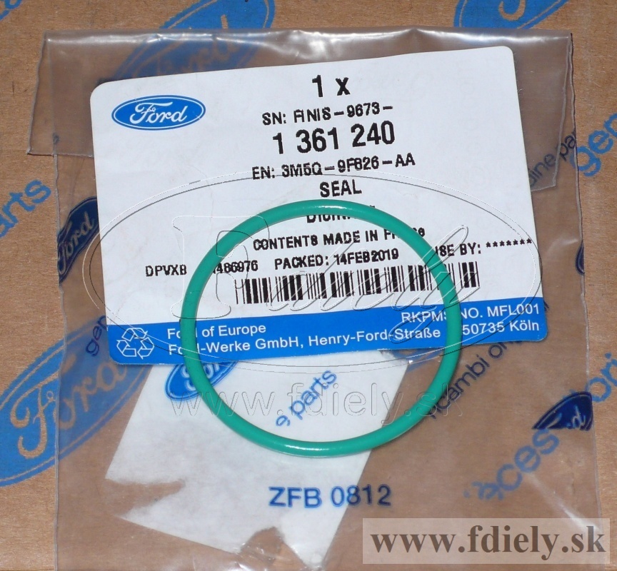 Tesnenie rezonátora sania 1.6TDCi, zelené - FORD